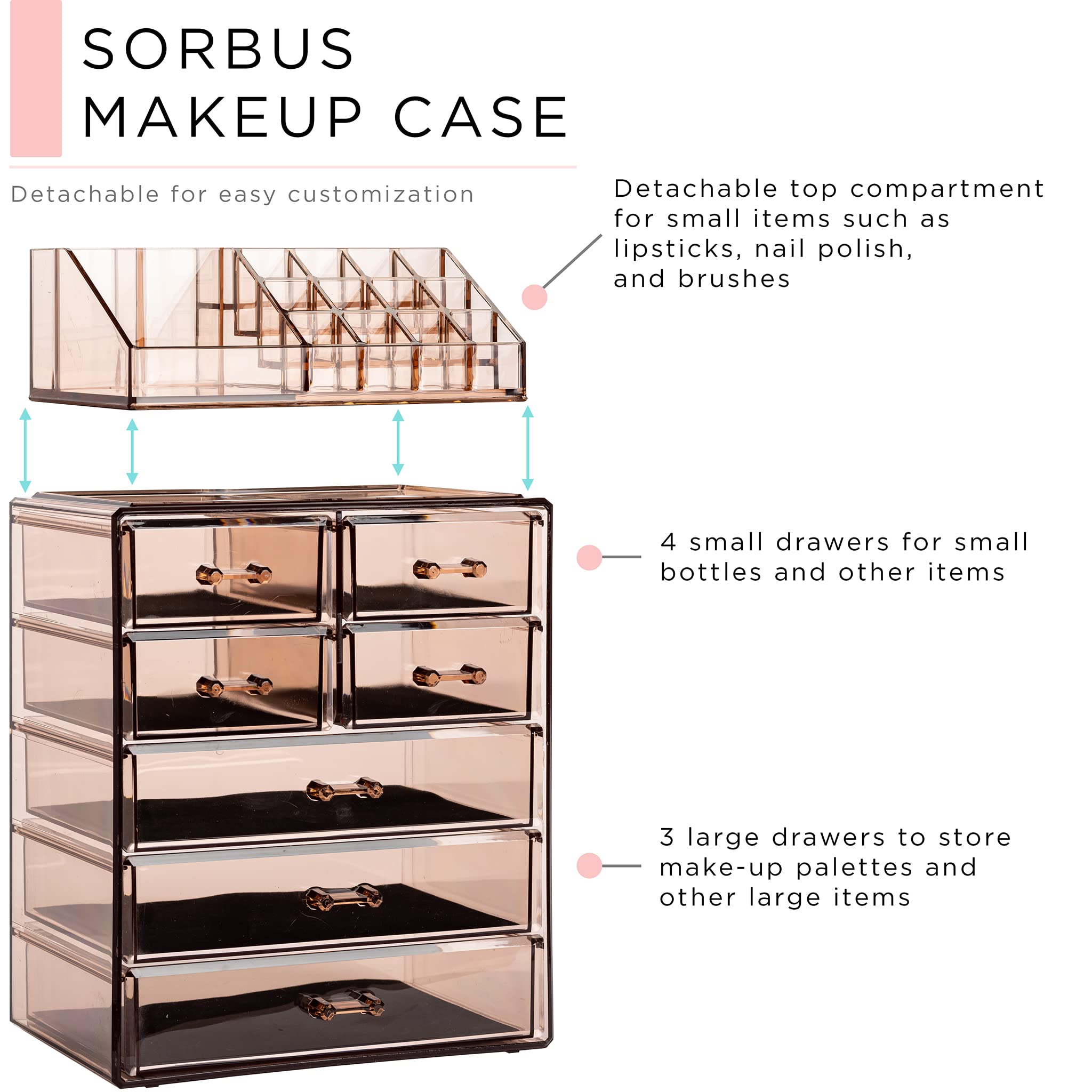 Sorbus Bronze Glow jewelry-section keeps rings and bracelets organized.