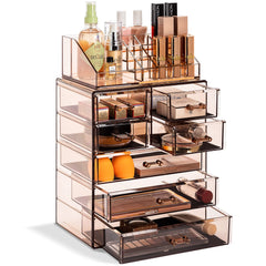 Sorbus Bronze Glow top-compartment brushes lipsticks organizer for easy daily routine.