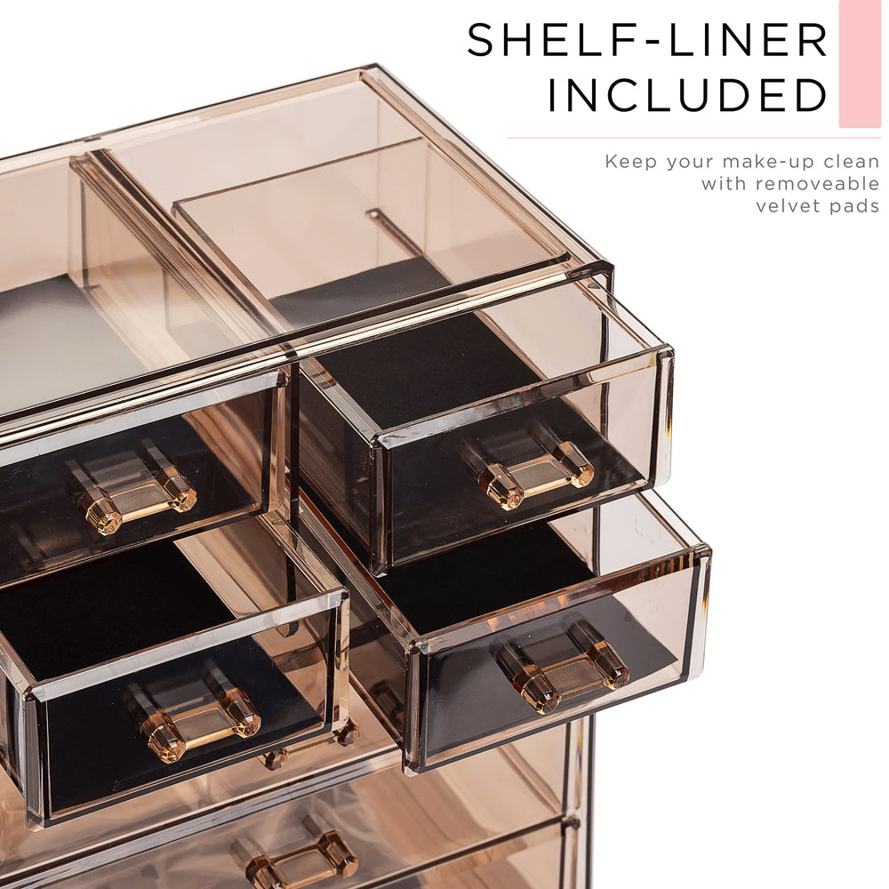 Sorbus Bronze Glow vanity-display presents cosmetics with modern space-saving appeal.