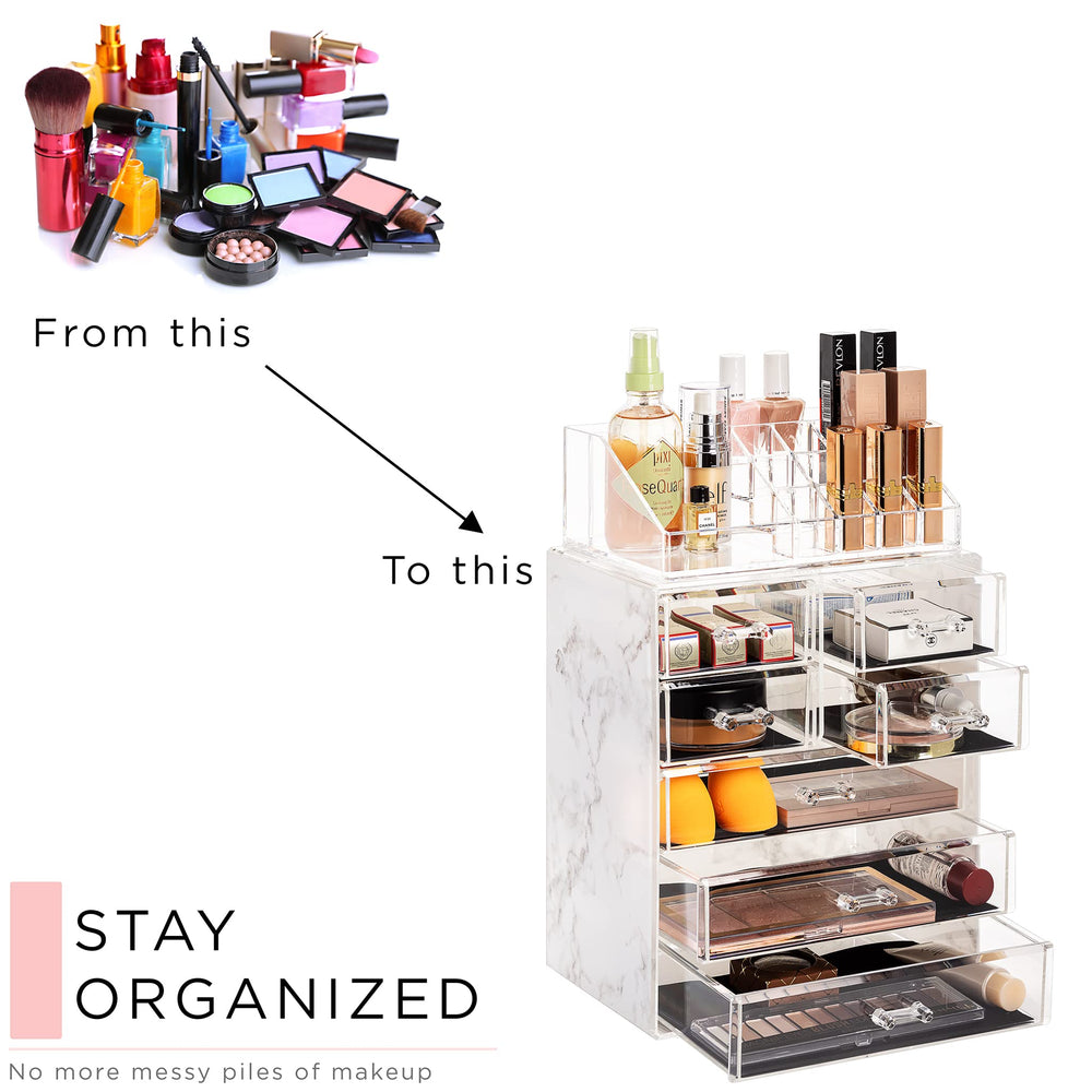 Sorbus clear organizer compact design fits on bathroom vanity for easy access