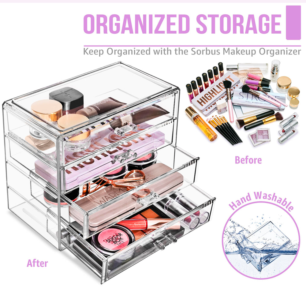 Sorbus jewelry compartments organize rings and bracelets for easy access.