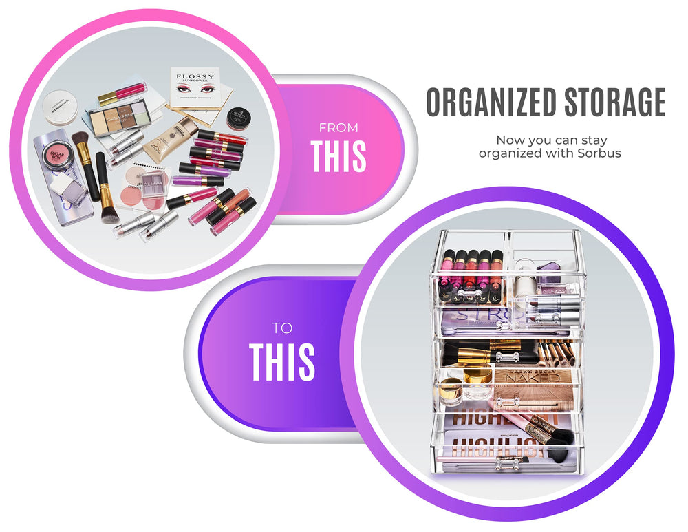 Sorbus lipsticks and brushes organization with visible compartments for easy selection