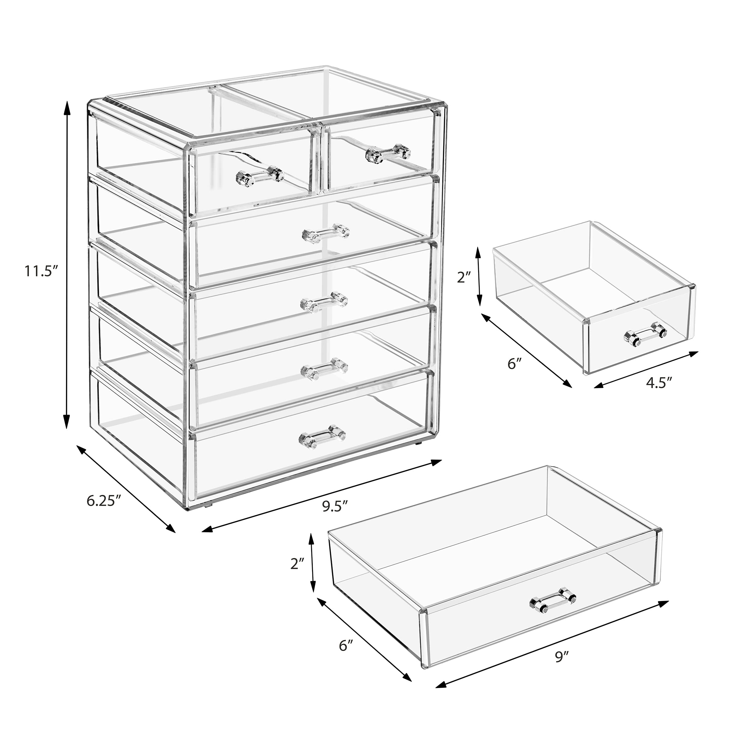 Sorbus six-drawer makeup organizer drawer setup for versatile storage