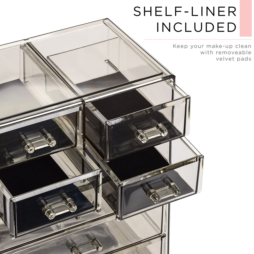 Sorbus vanity storage fits compact counters without sacrificing capacity or accessibility.