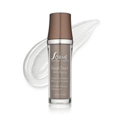 SORMÉ Fresh Start Primer bottle demonstrates wrinkle filling for smoother skin prep.