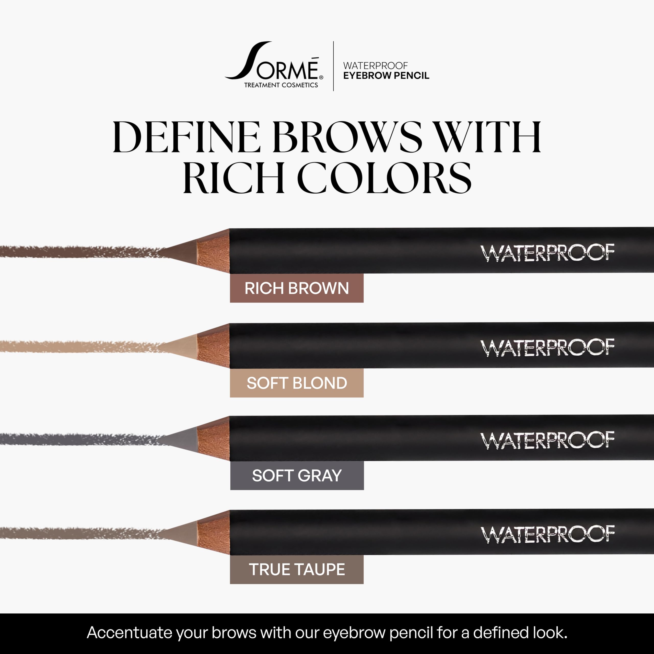 SORMÉ soft-gray brow pencil applied on brow for natural definition