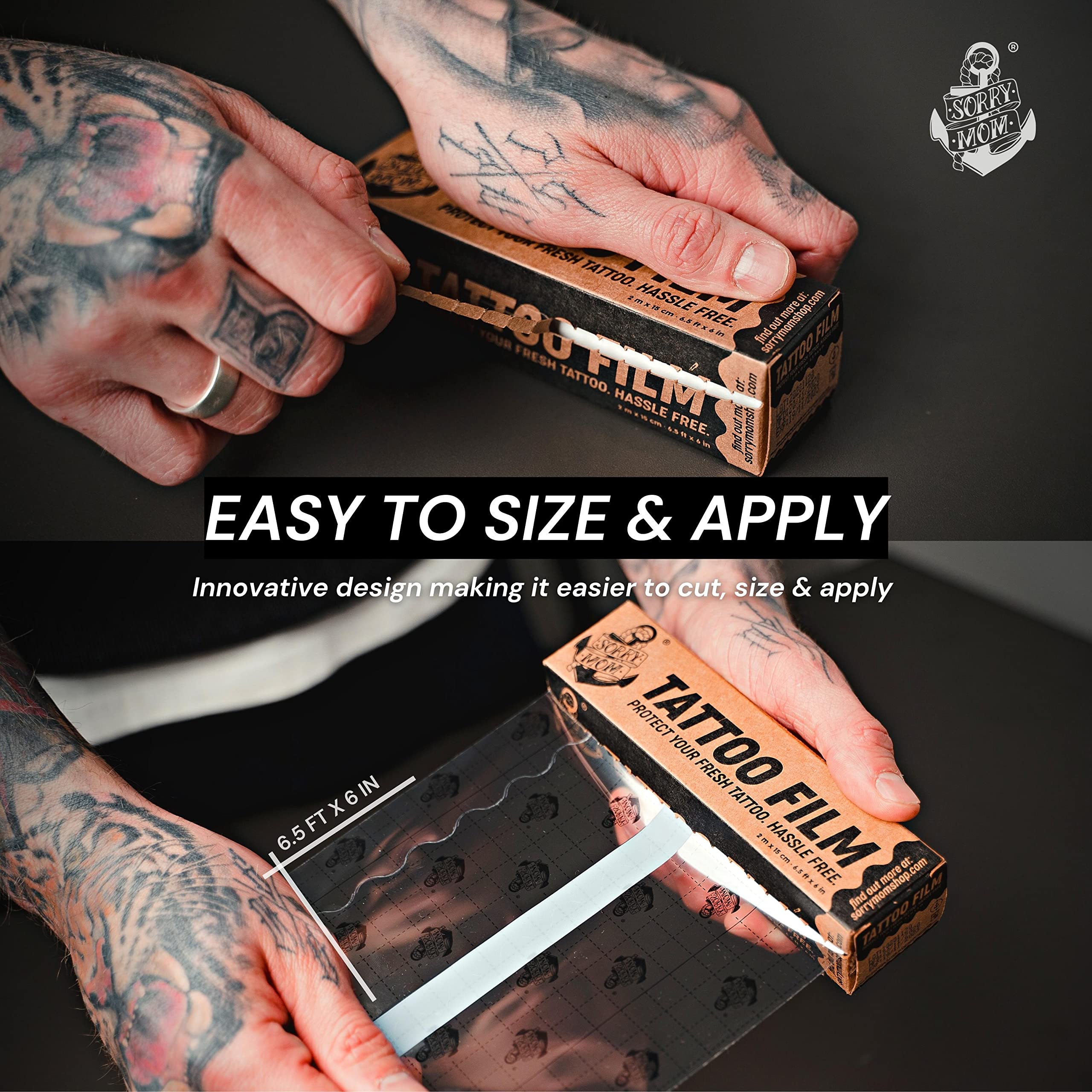 Sorry Mom tattoo bandage waterproof breathable film keeps ink protected while showering.