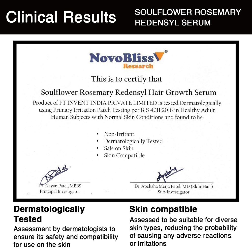 Soulflower night routine serum drops show leave-on use before bed for scalp care.