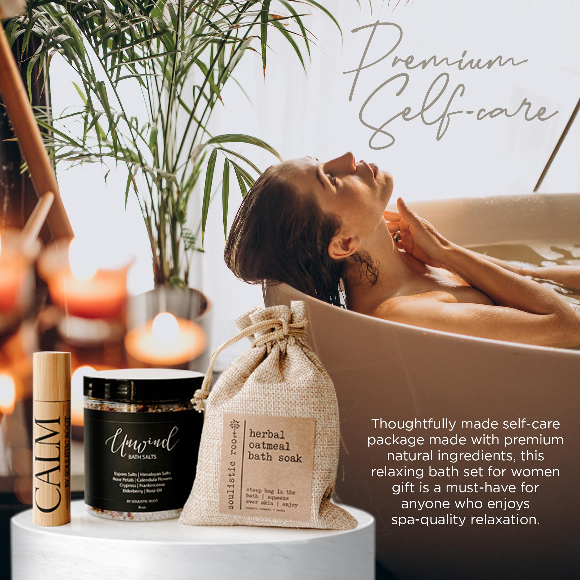Soulistic Root wellness set designed for a home spa routine.