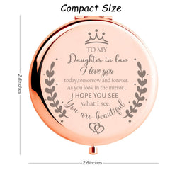 Soulpetals compact mirror held in hand demonstrates handbag-friendly size