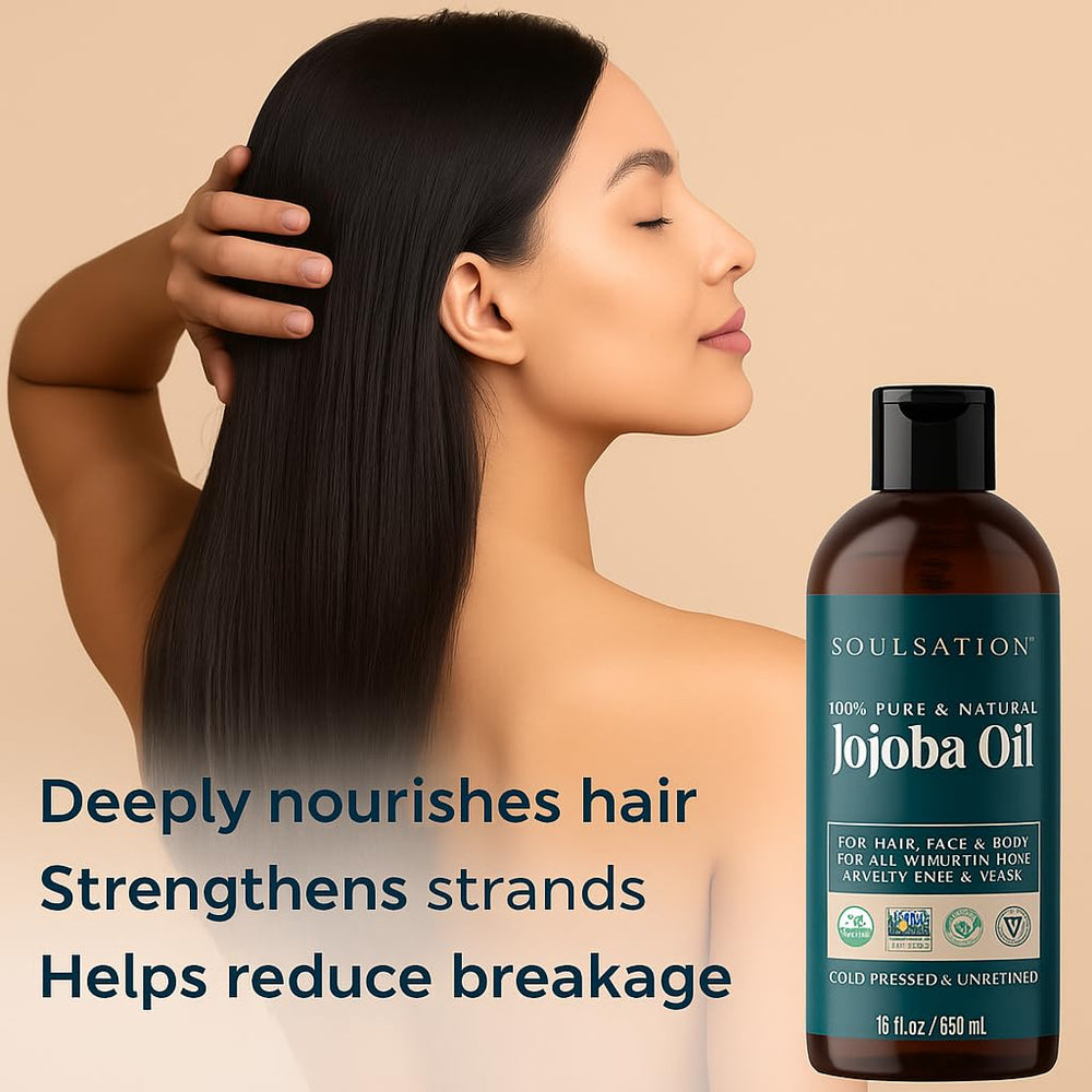 SOULSATION jojoba oil cap closeup illustrates premium packaging for hexane-free purity.