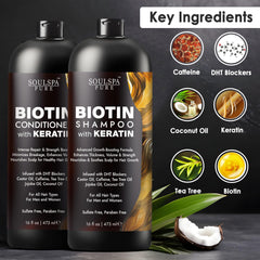 SOULSPA PURE Biotin Keratin Conditioner tube highlights moisturizing keratin for smoother hair