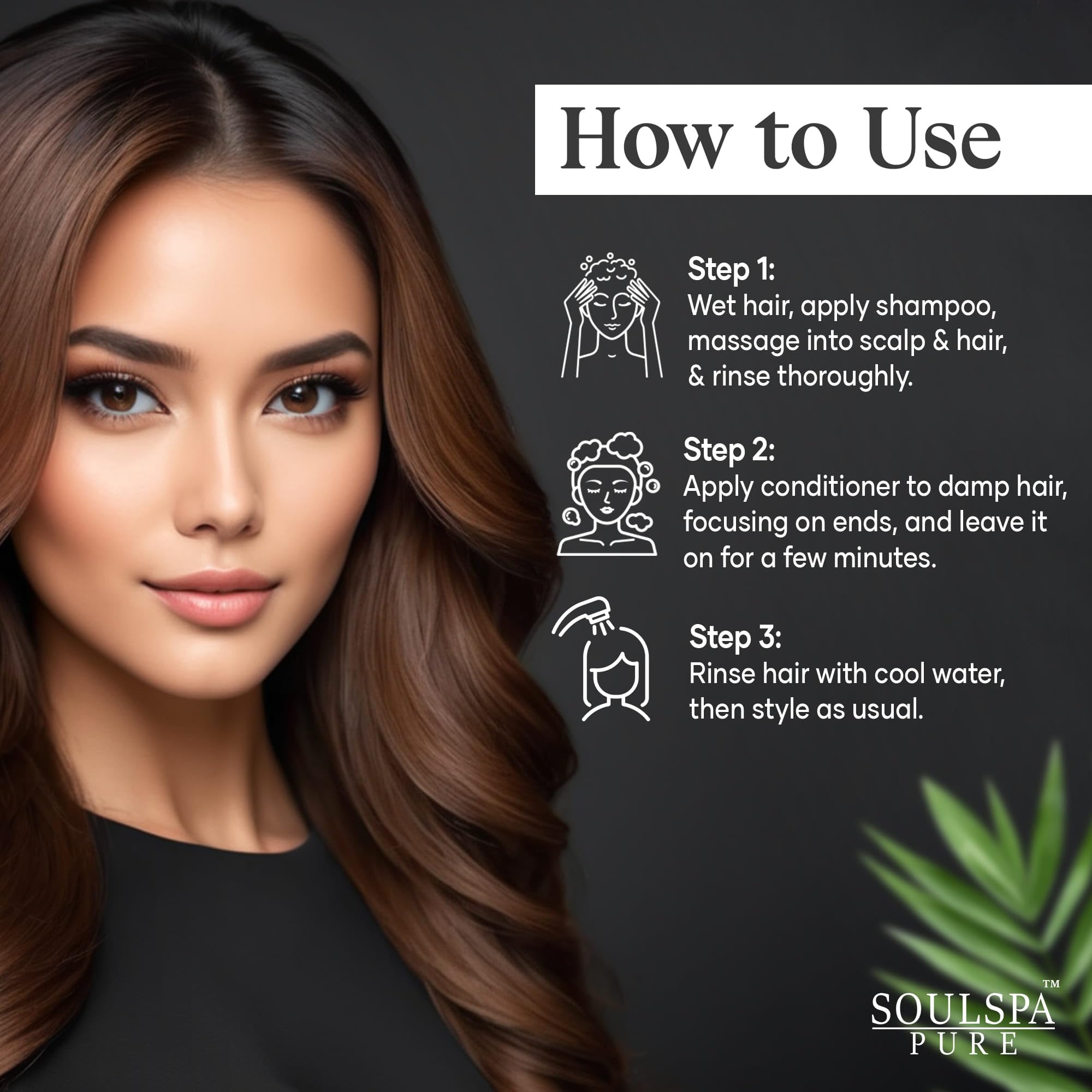 SOULSPA PURE Shampoo bottle closeup with refreshing scent emphasis