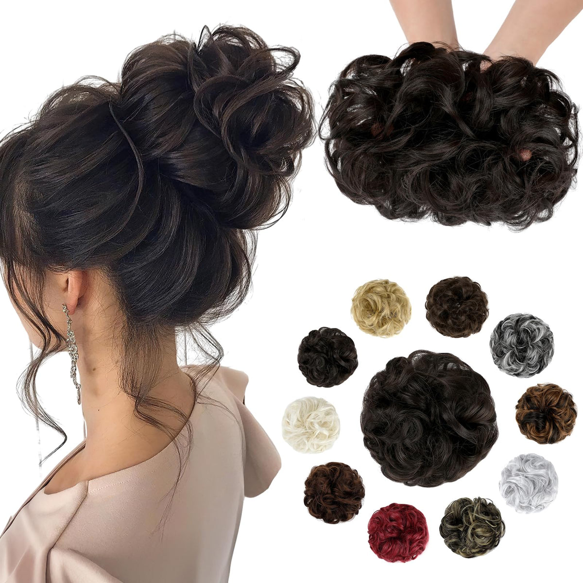 Soulwigger messy bun on-model in dark brown for natural, seamless updo