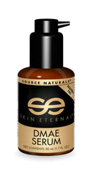 Source Naturals Skin Eternal DMAE Serum bottle close-up for paraben-free hydration.