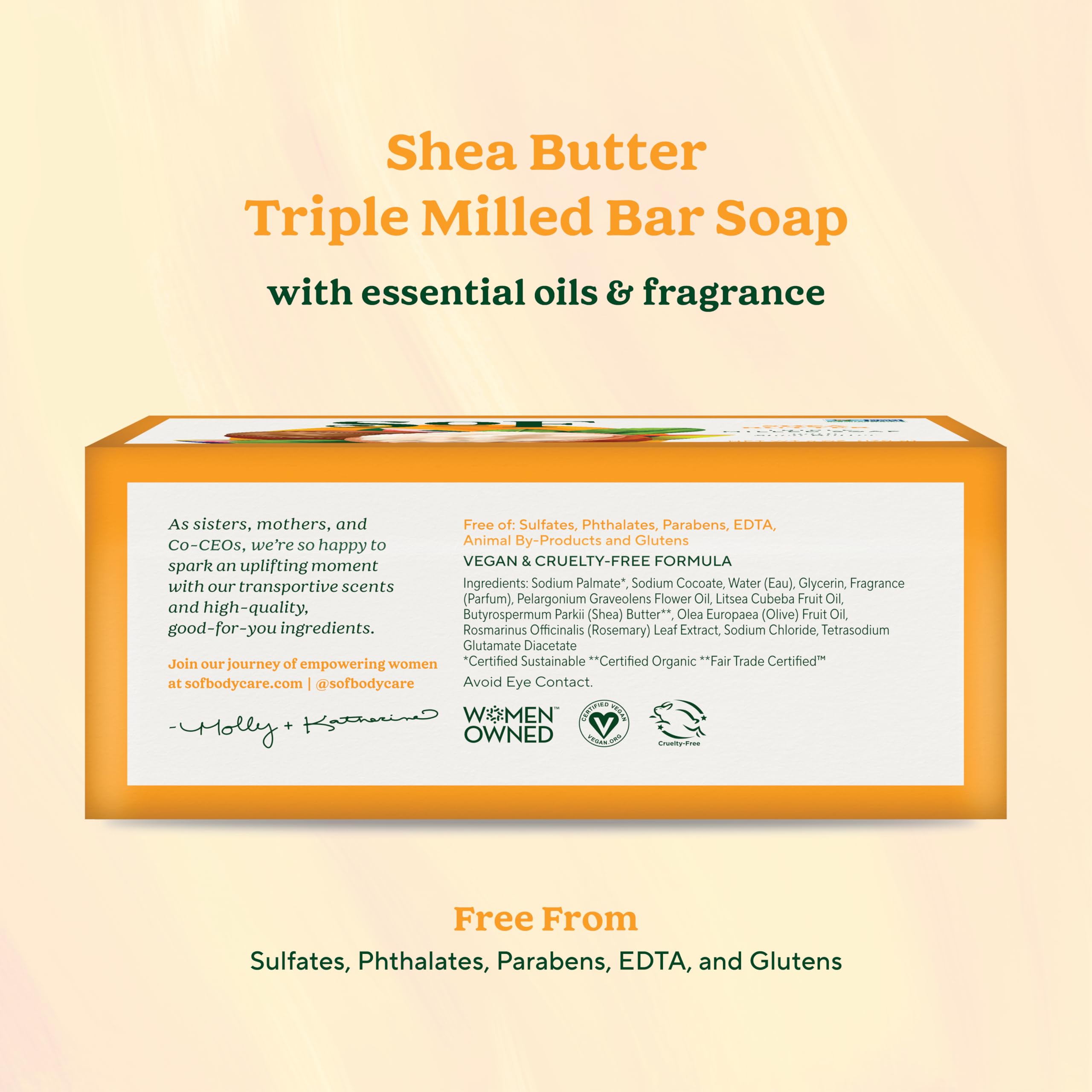 South of France SoF bar soap with shea butter softens skin.
