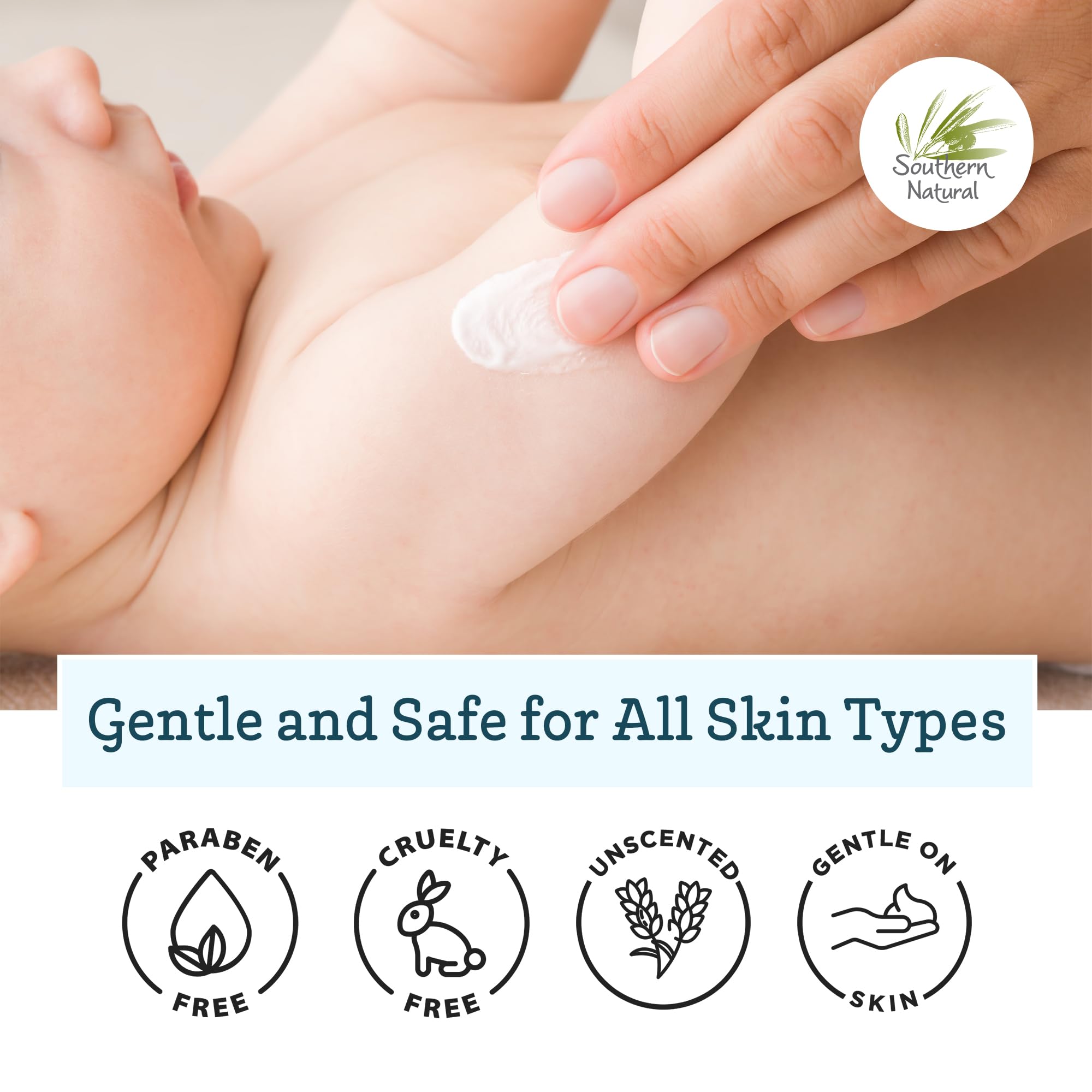 Southern Natural Goat Milk Lotion ingredients Aloe Vera closeup highlights soothing botanical care