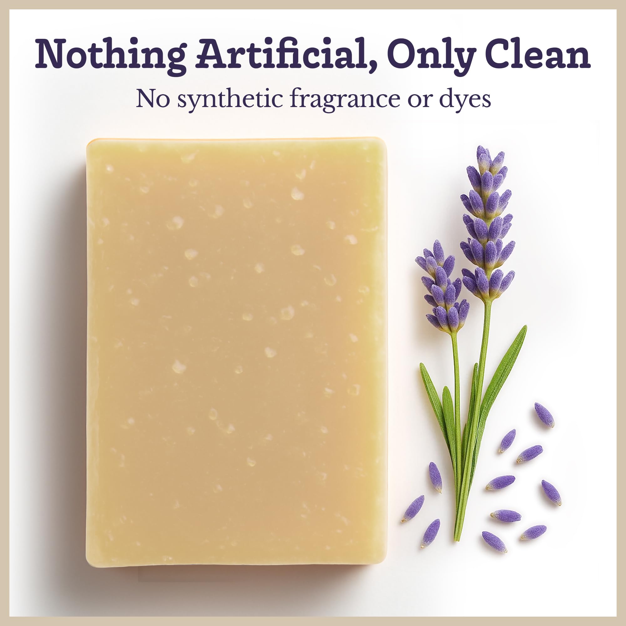Southern Natural Goat Milk Soap Bar Lavender Pack sits on a bathroom shelf for daily care.