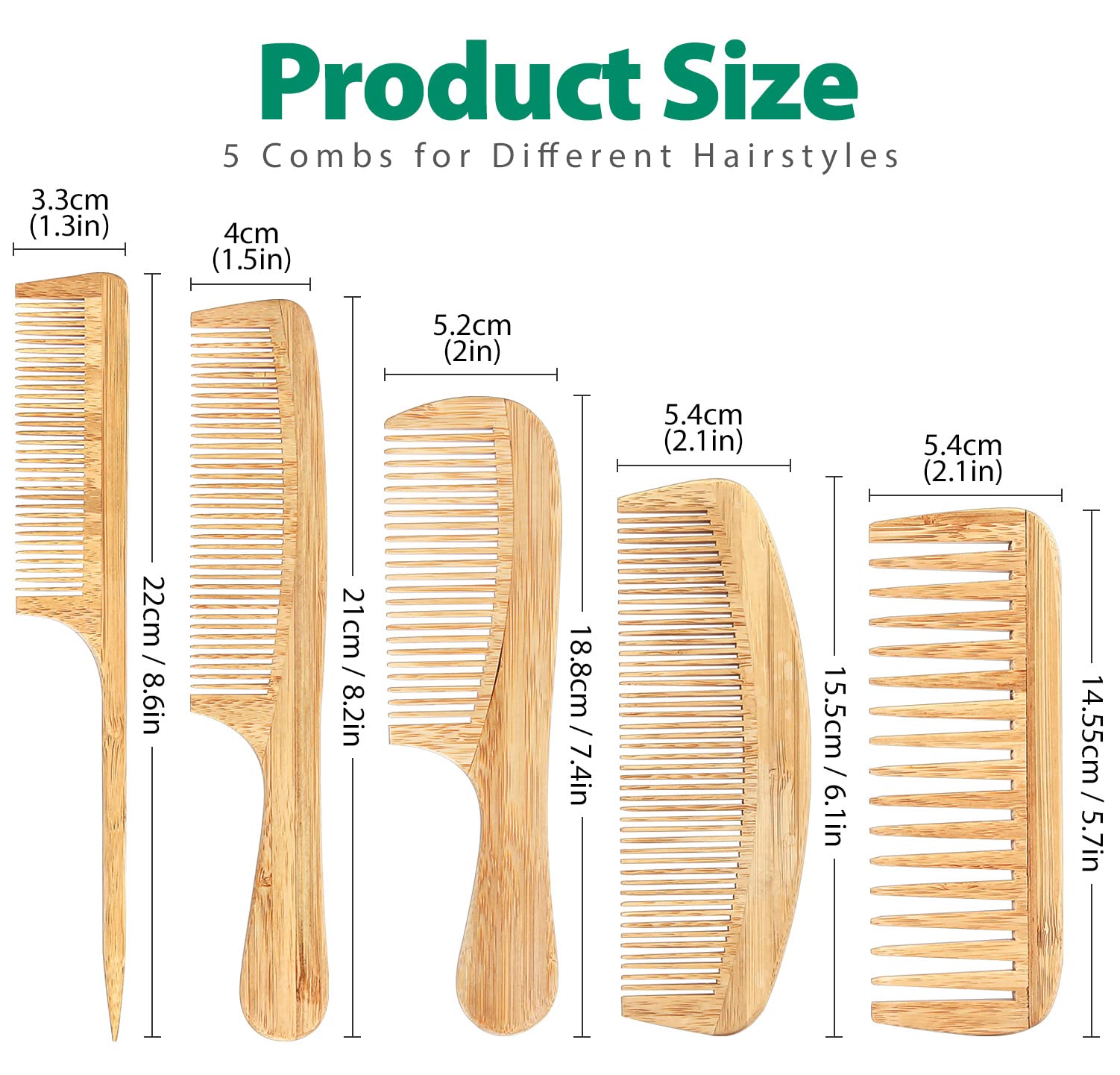 SouxMux bamboo comb set fine-tooth close-up promoting precise styling without snagging.