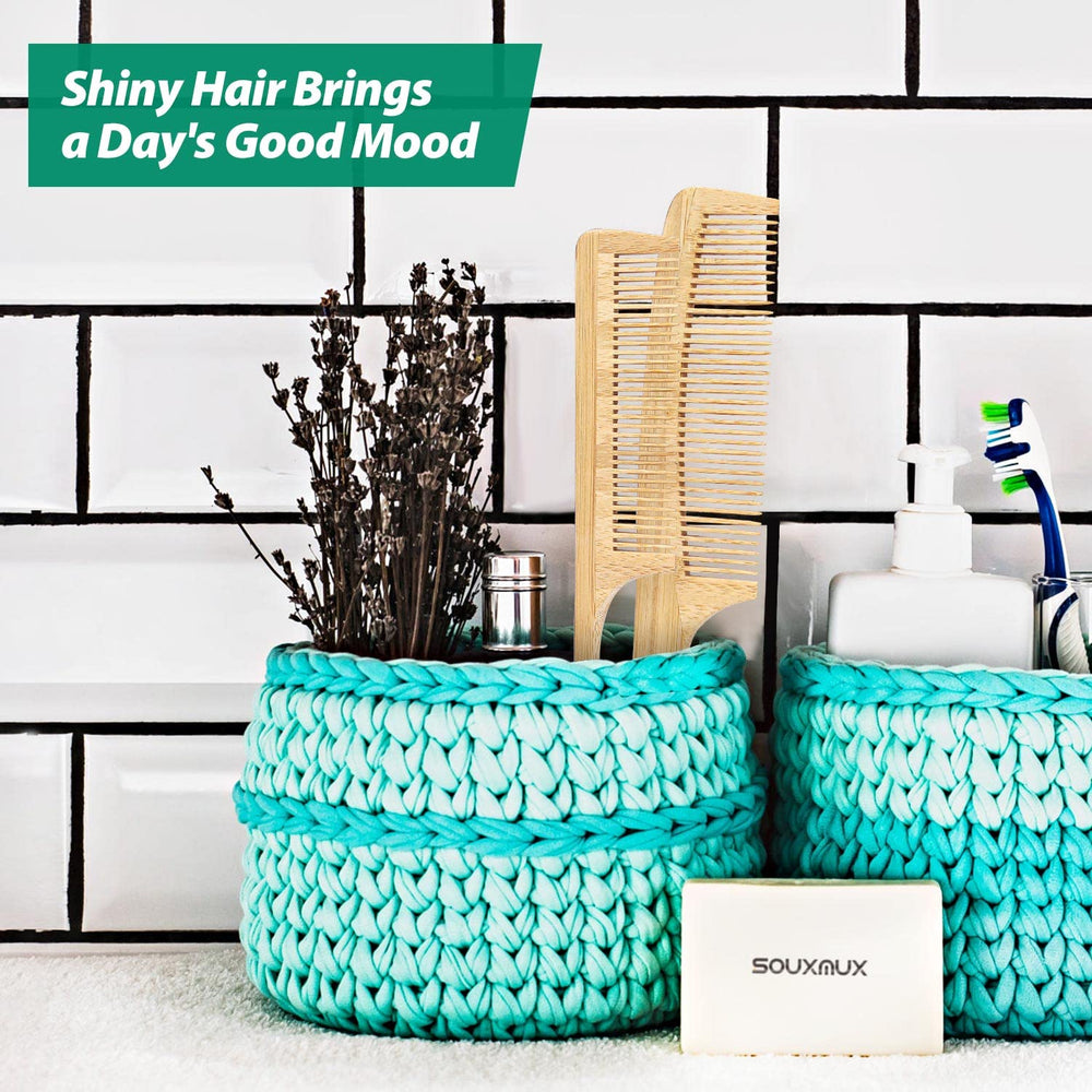 SouxMux bamboo comb set in portable pouch ready for grooming on the go.