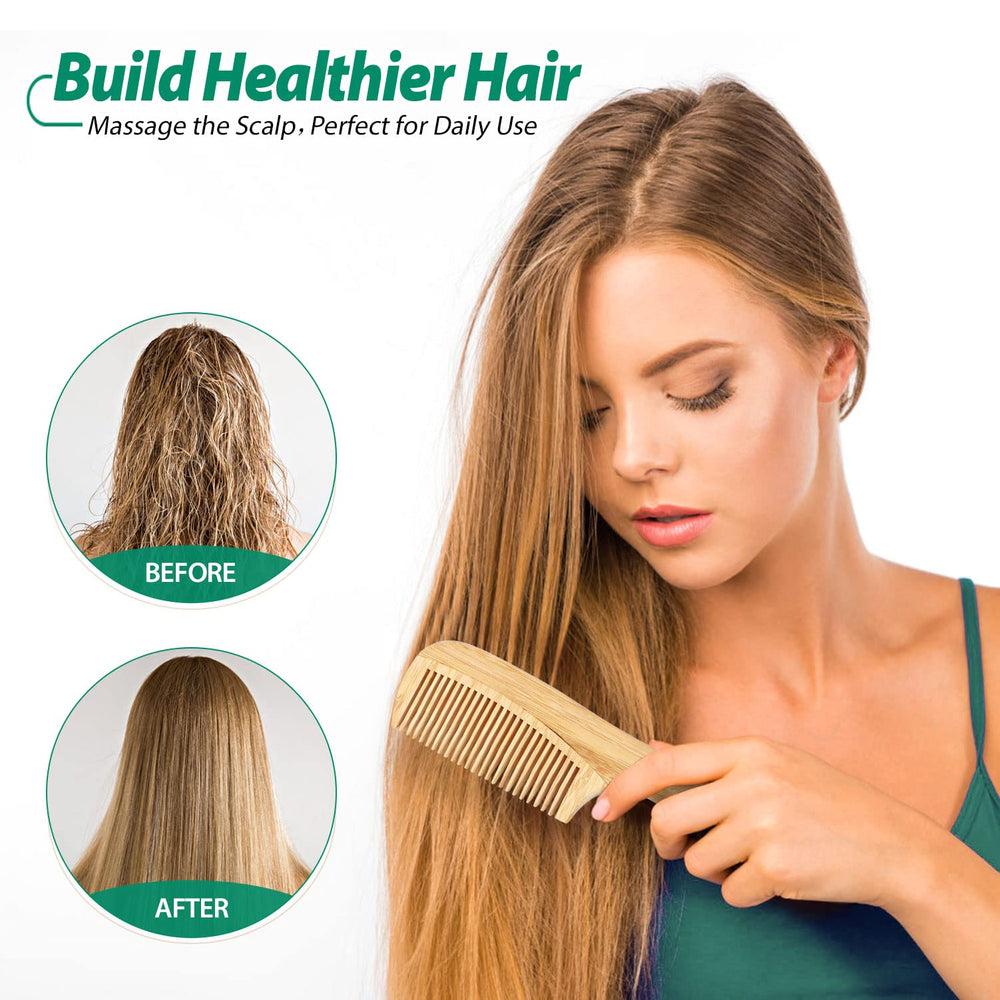 SouxMux bamboo comb set rat-tail close-up focusing on sectioning and volume.