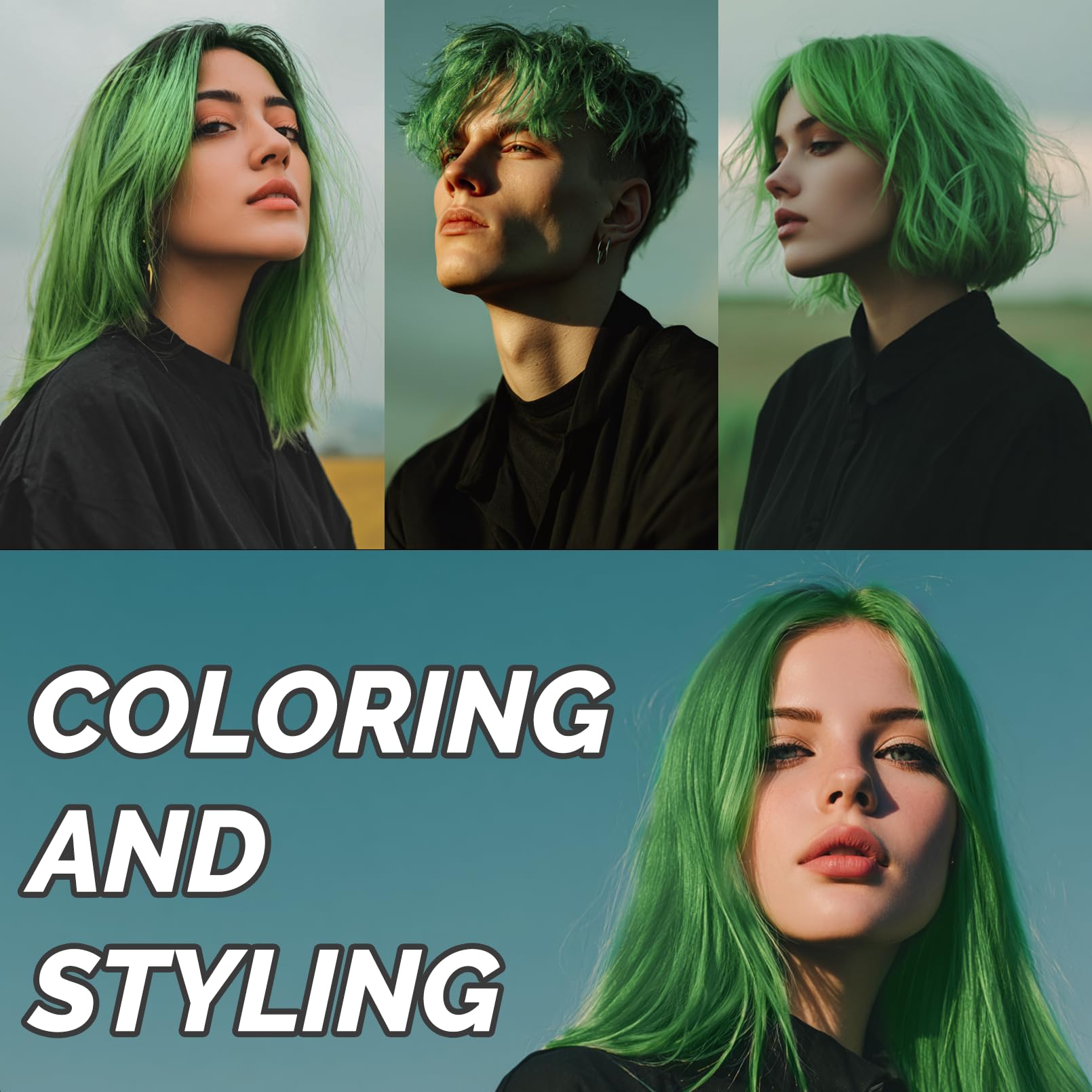 SOVONCARE green hair color wax hold shows all-day control during events