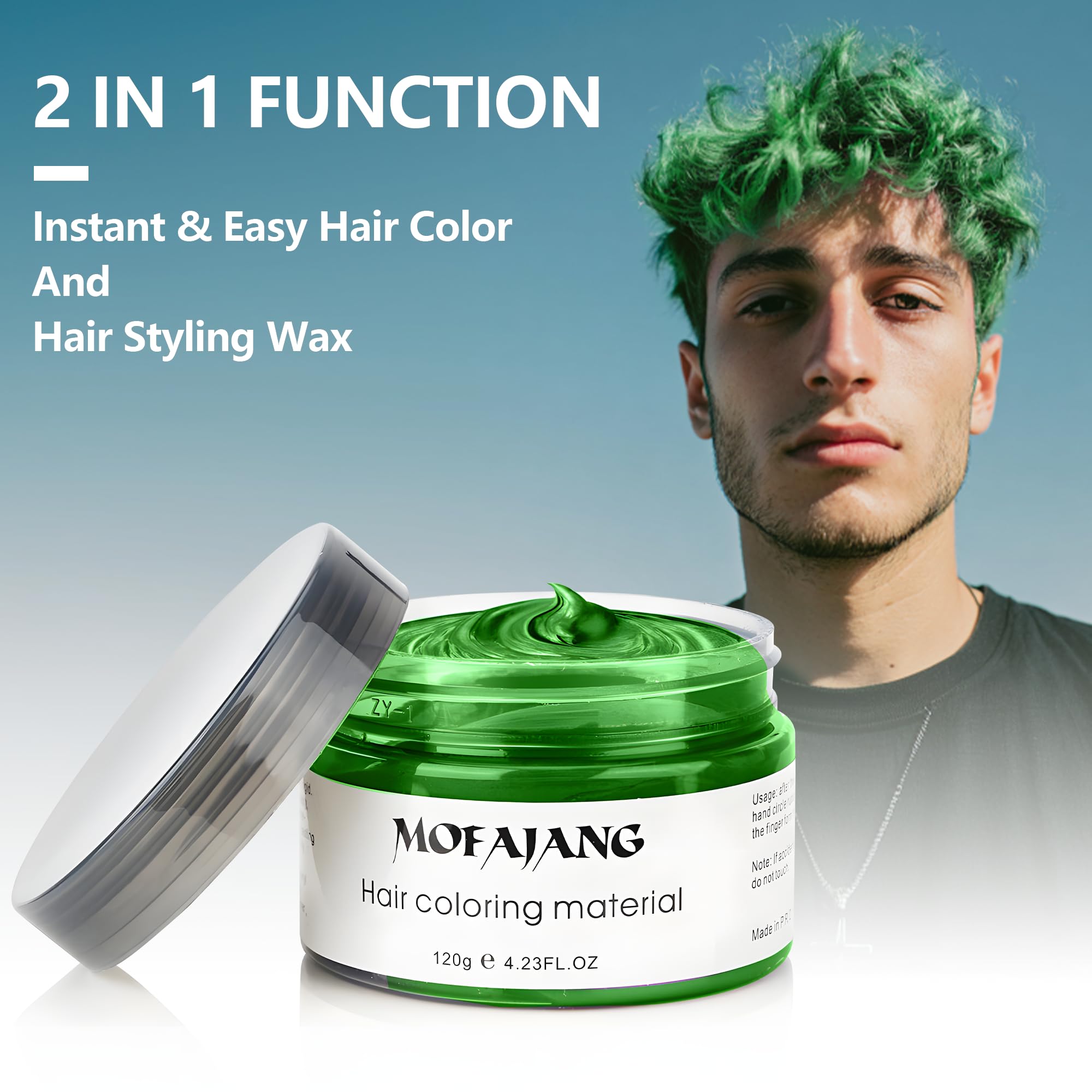 SOVONCARE green hair color wax washable finish indicating easy wash-off