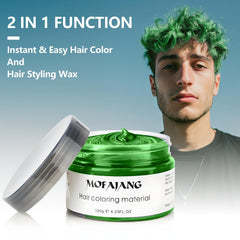 SOVONCARE green hair color wax washable finish indicating easy wash-off