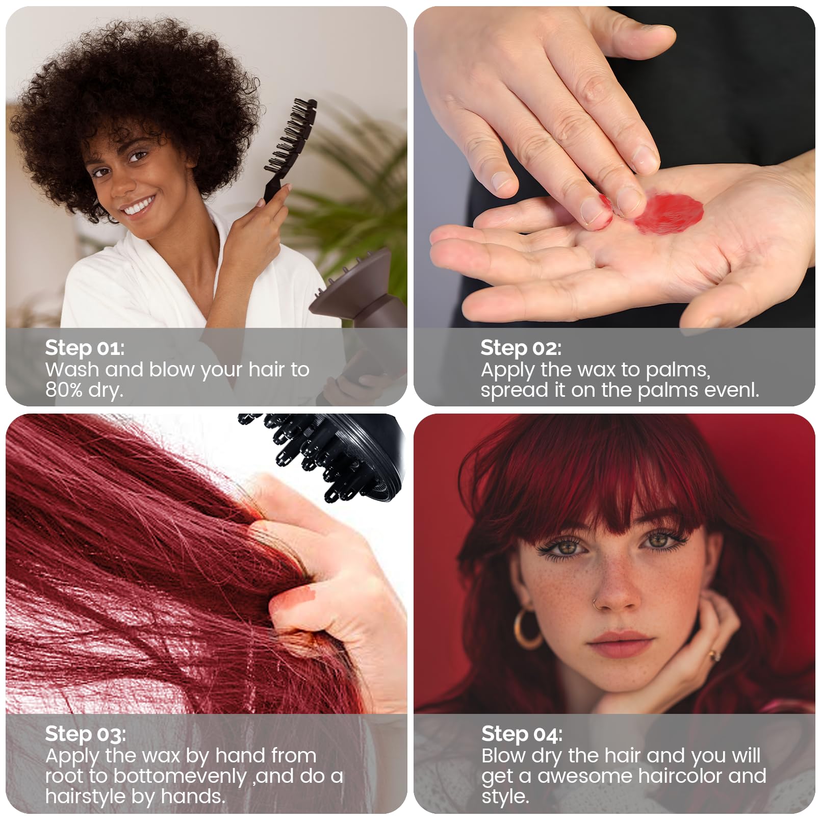 SOVONCARE red hair wax on model, ready for cosplay or daily wear.