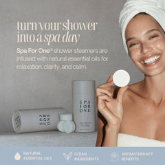 Spa For One forest bath eucalyptus cedarwood shower steamer offers refreshing scent.
