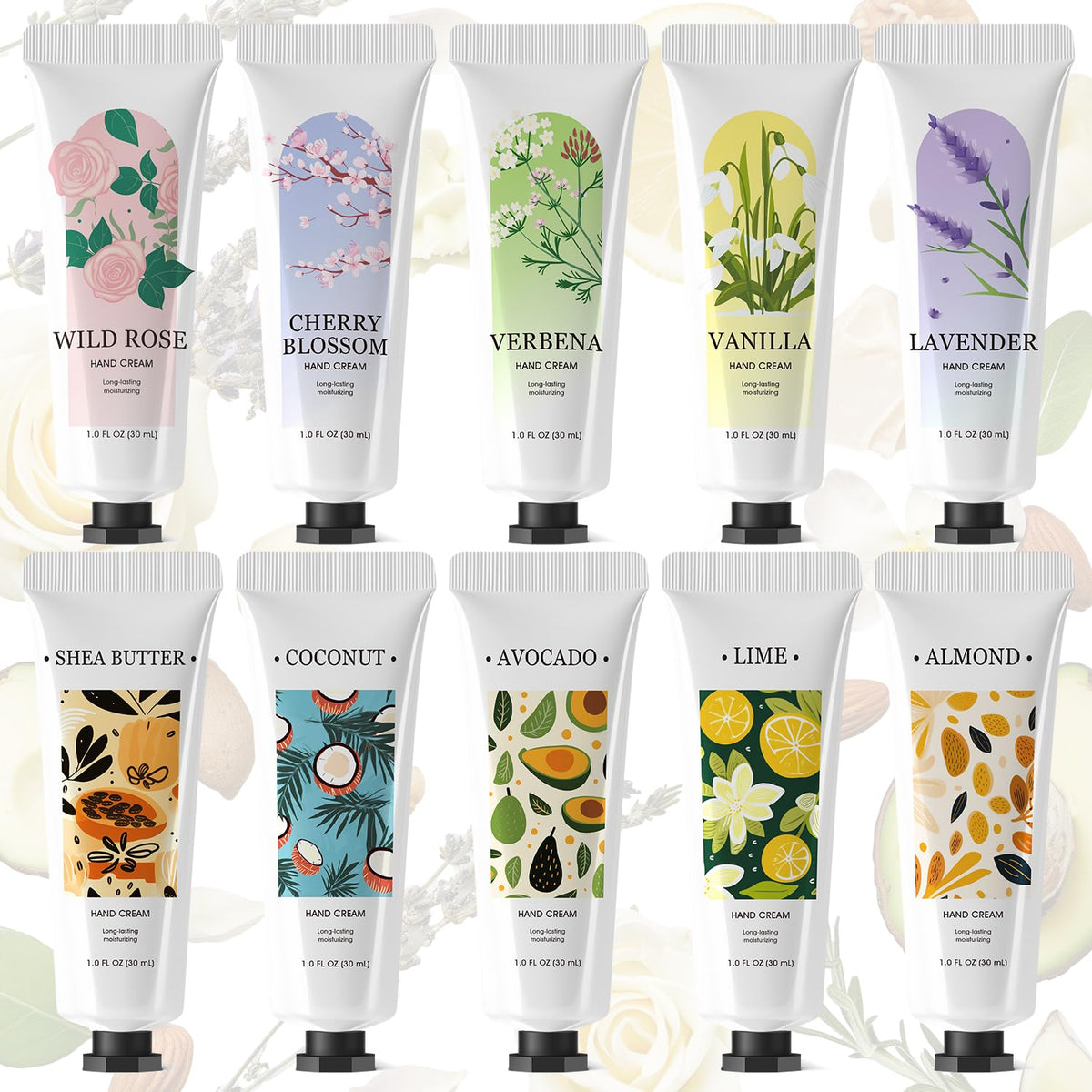 Spa Luxetique 10-pack hand cream set front view, gift-ready moisture.