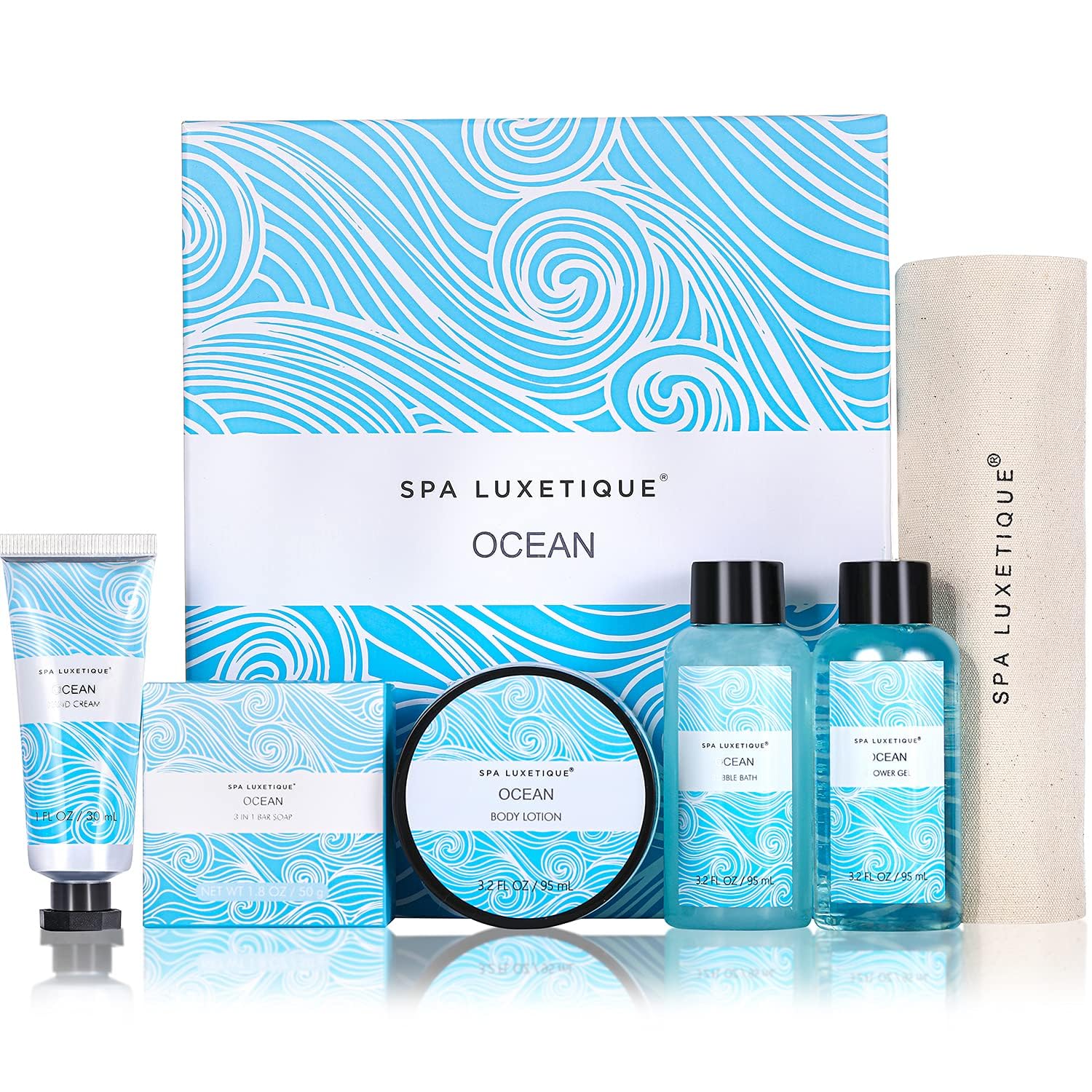 Spa Luxetique body lotion image shows silky hydration for daily moisture.