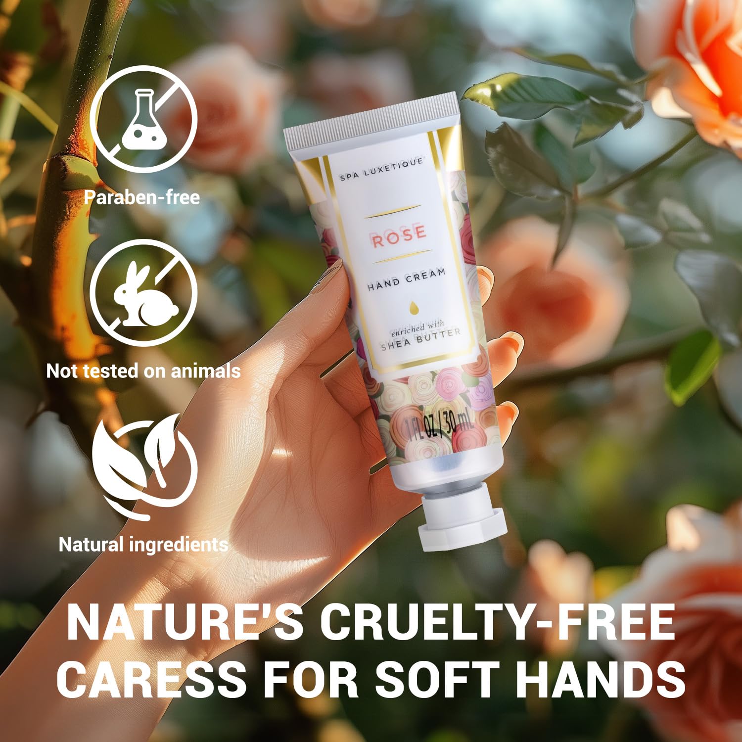 Spa Luxetique shea butter-rich formula nourishes and softens dry skin areas.