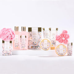 Spa Luxetique shower gel bottle highlights creamy lather for daily cleansing ritual.