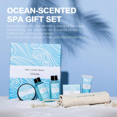 Spa Luxetique shower gel image captures refreshing ocean scent for morning refresh.