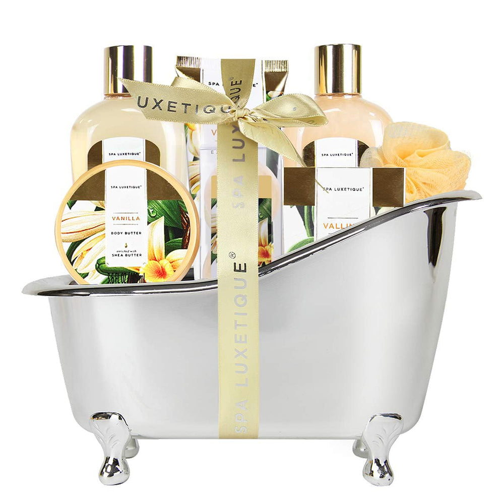 Spa Luxetique vanilla bath gift set packaging, ideal for gifting occasions.