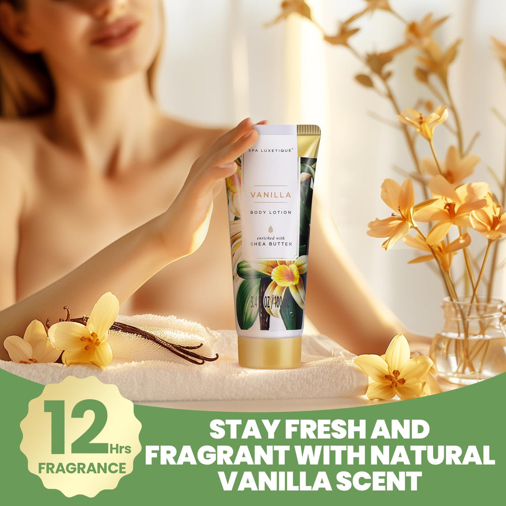 Spa Luxetique vanilla body lotion, nourishes and softens skin