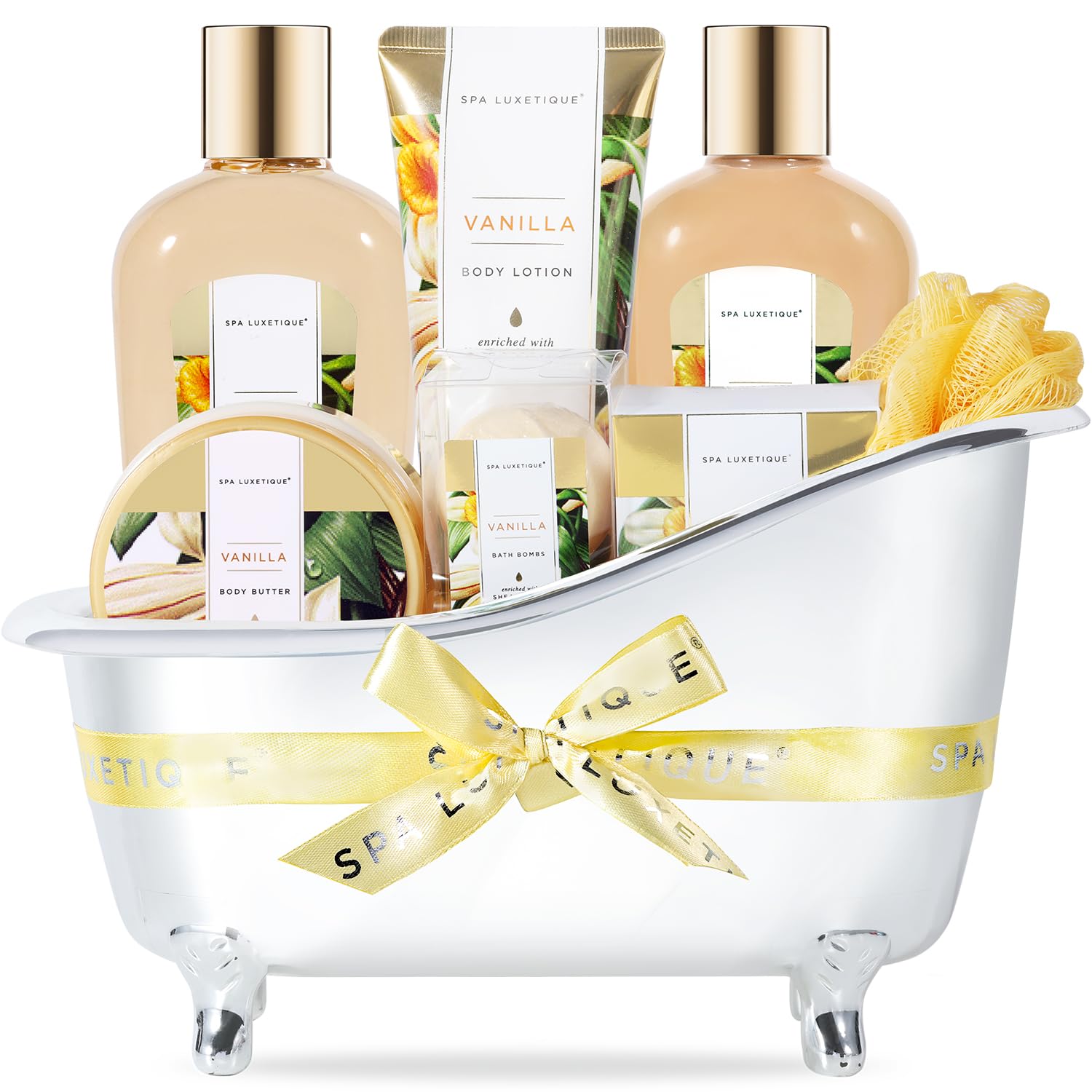 Spa Luxetique vanilla body scrub, exfoliating texture for radiant skin