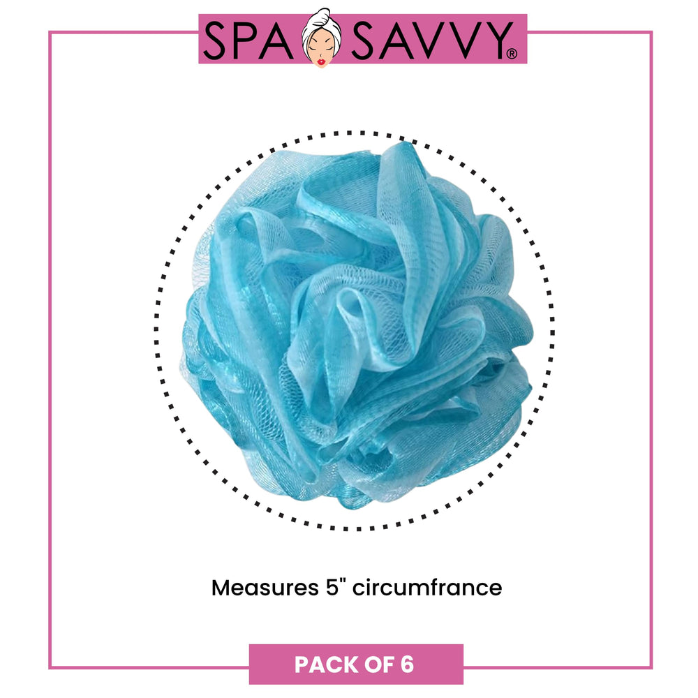 Spa Savvy loofah with durable mesh that stays soft through repeated use.