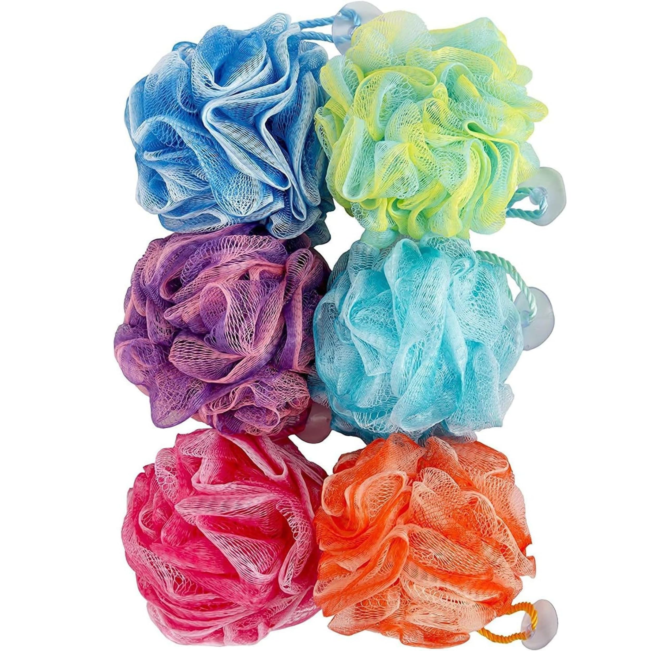 Spa Savvy loofah set—colorful poufs for gentle exfoliation during daily showers.