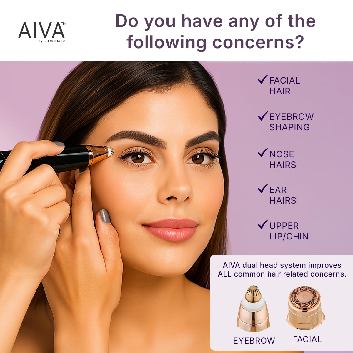 SPA SCIENCES AIVA LED lights illuminate for precise grooming