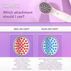 Spa Sciences CLARO red LED close-up shows skin-rejuvenating light for healthier-looking skin.