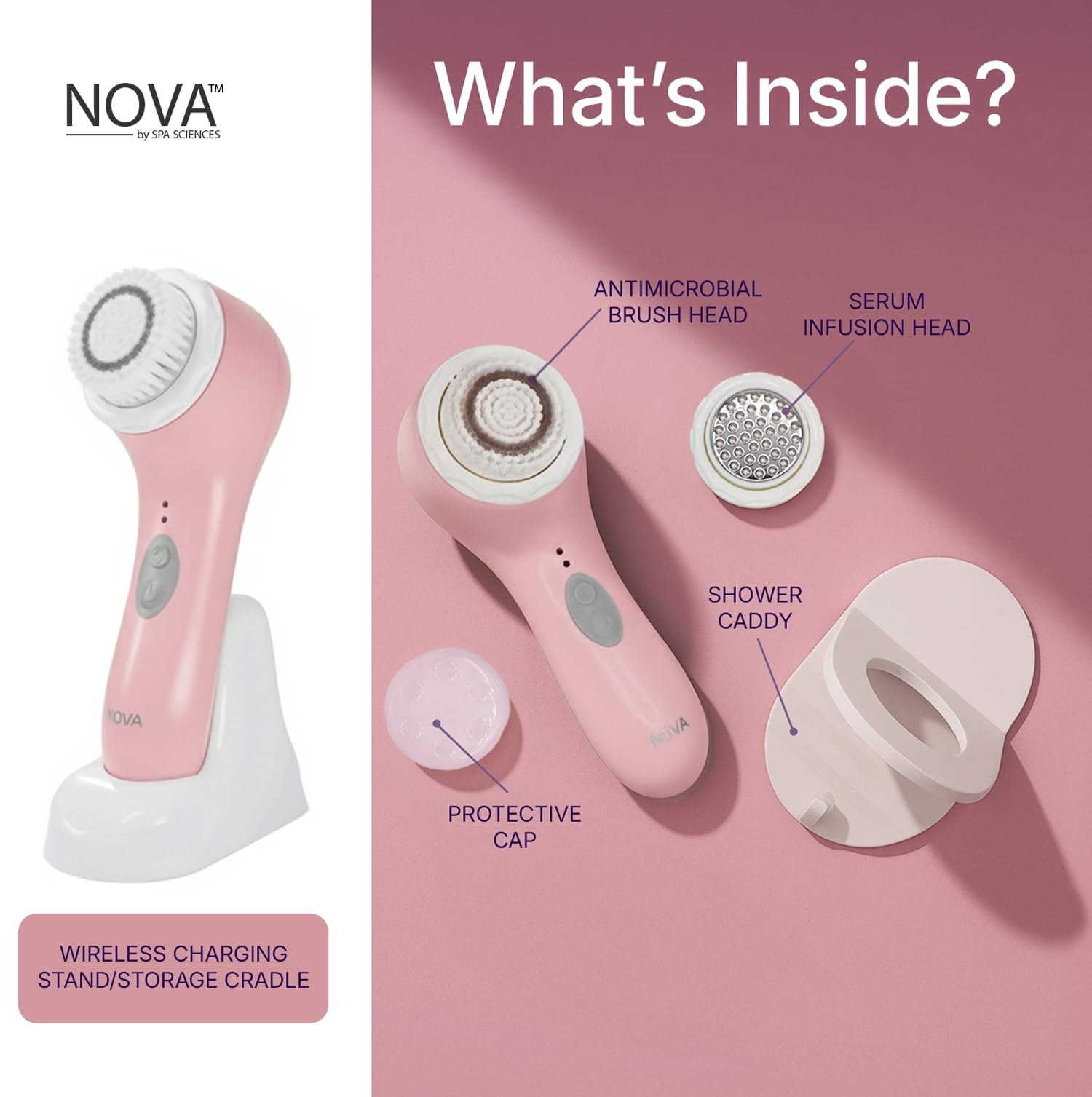 Spa Sciences NOVA charging cradle shows easy wireless charging