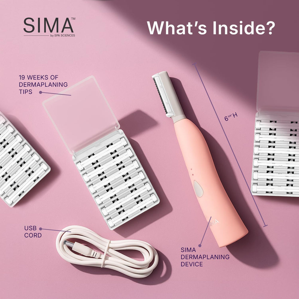 SPA SCIENCES SIMA dermaplane razor rechargeable battery indicator during use