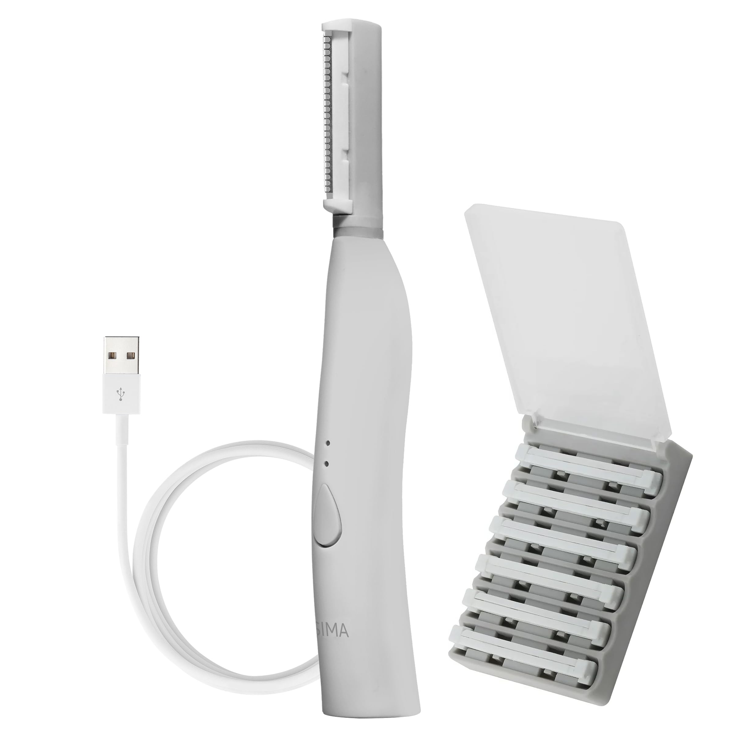 SPA SCIENCES SIMA close-up of dermaplaning tool removes fine facial hairs