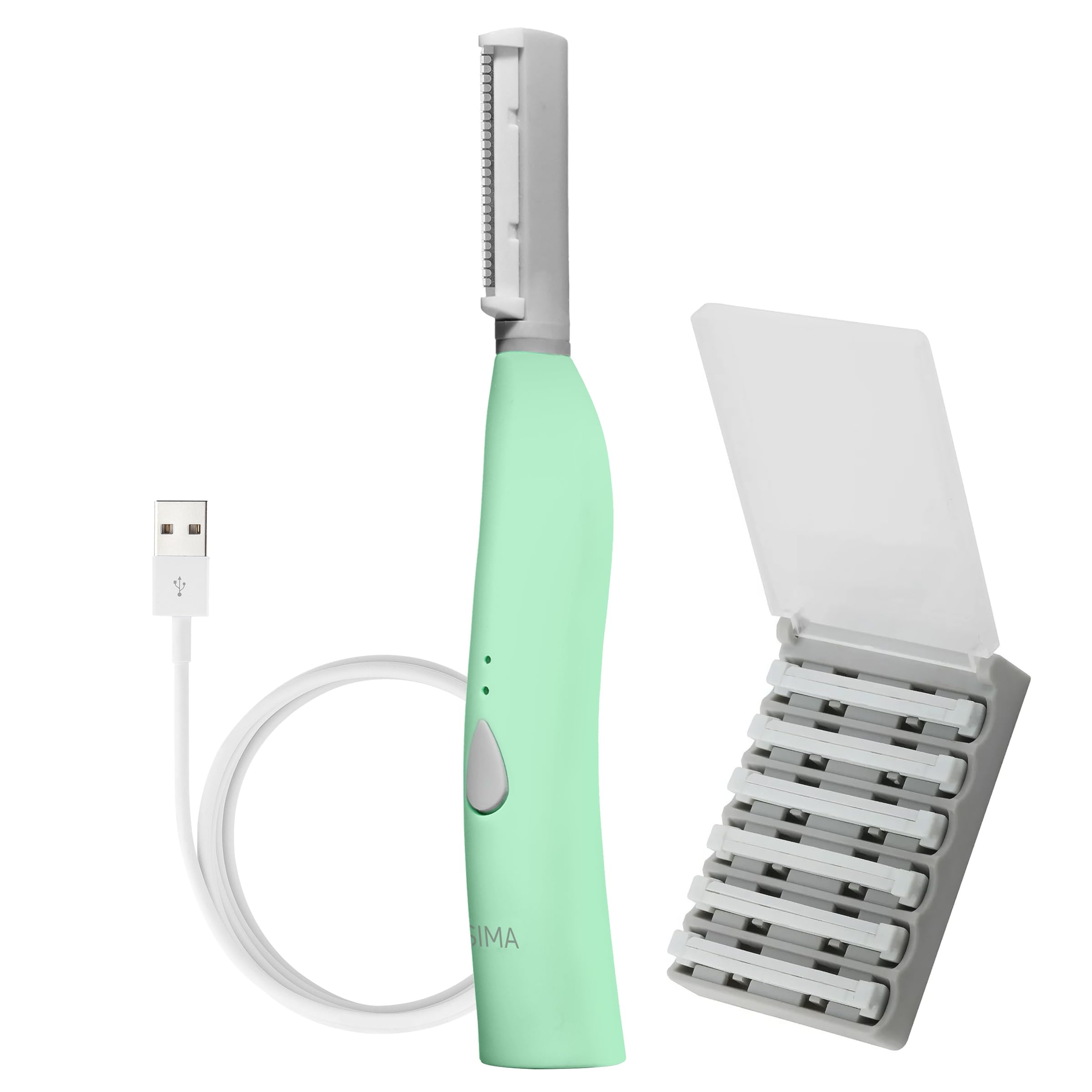 SPA SCIENCES SIMA dermaplaning tool front view for painless at-home exfoliation.