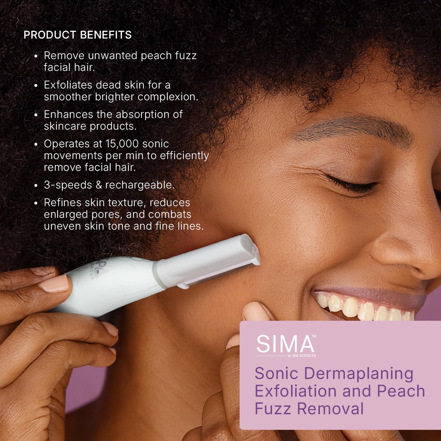 SPA SCIENCES SIMA in hand during use for precise dermaplaning