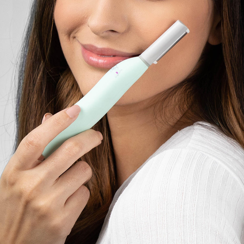 SPA SCIENCES SIMA dermaplaning tool pores and skin improvement suggests smoother texture.