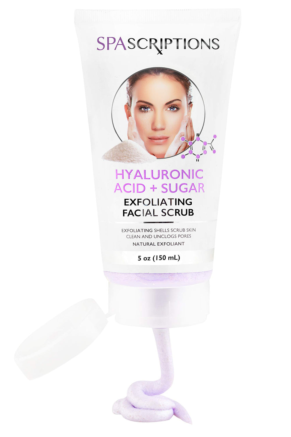 SpaScriptions Face Scrub Tea Tree Turmeric ingredients image emphasizes clarifying skin benefits.