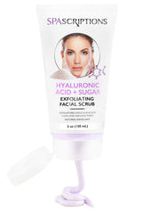 SpaScriptions Face Scrub Tea Tree Turmeric ingredients image emphasizes clarifying skin benefits.